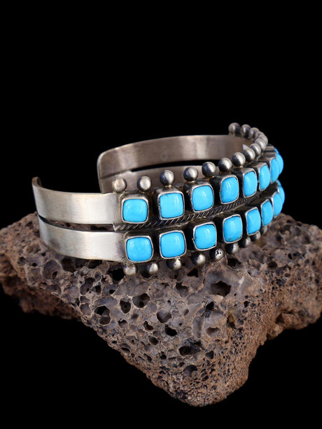 Native American Sleeping Beauty Turquoise Sterling Silver Cuff Bracelet - PuebloDirect.com