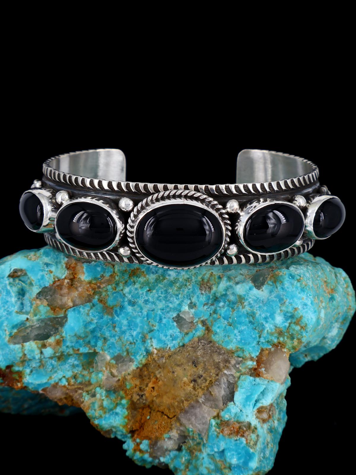 Navajo Jewelry Black Onyx Cuff Bracelet
