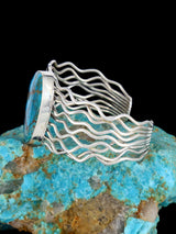 Native American Sterling Silver Turquoise Wire Cuff Bracelet