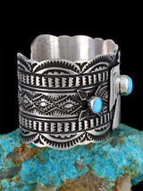 Bracelet manchette Thunderbird en argent sterling turquoise amérindien