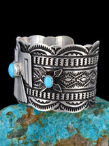 Bracelet manchette Thunderbird en argent sterling turquoise amérindien