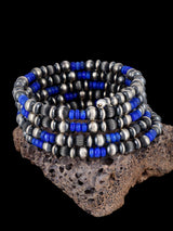 Sterling Silver Lapis Bead Wrap Bracelet