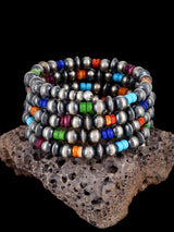 Sterling Silver and Multistone Bead Wrap Bracelet