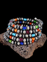 Sterling Silver and Multistone Bead Wrap Bracelet