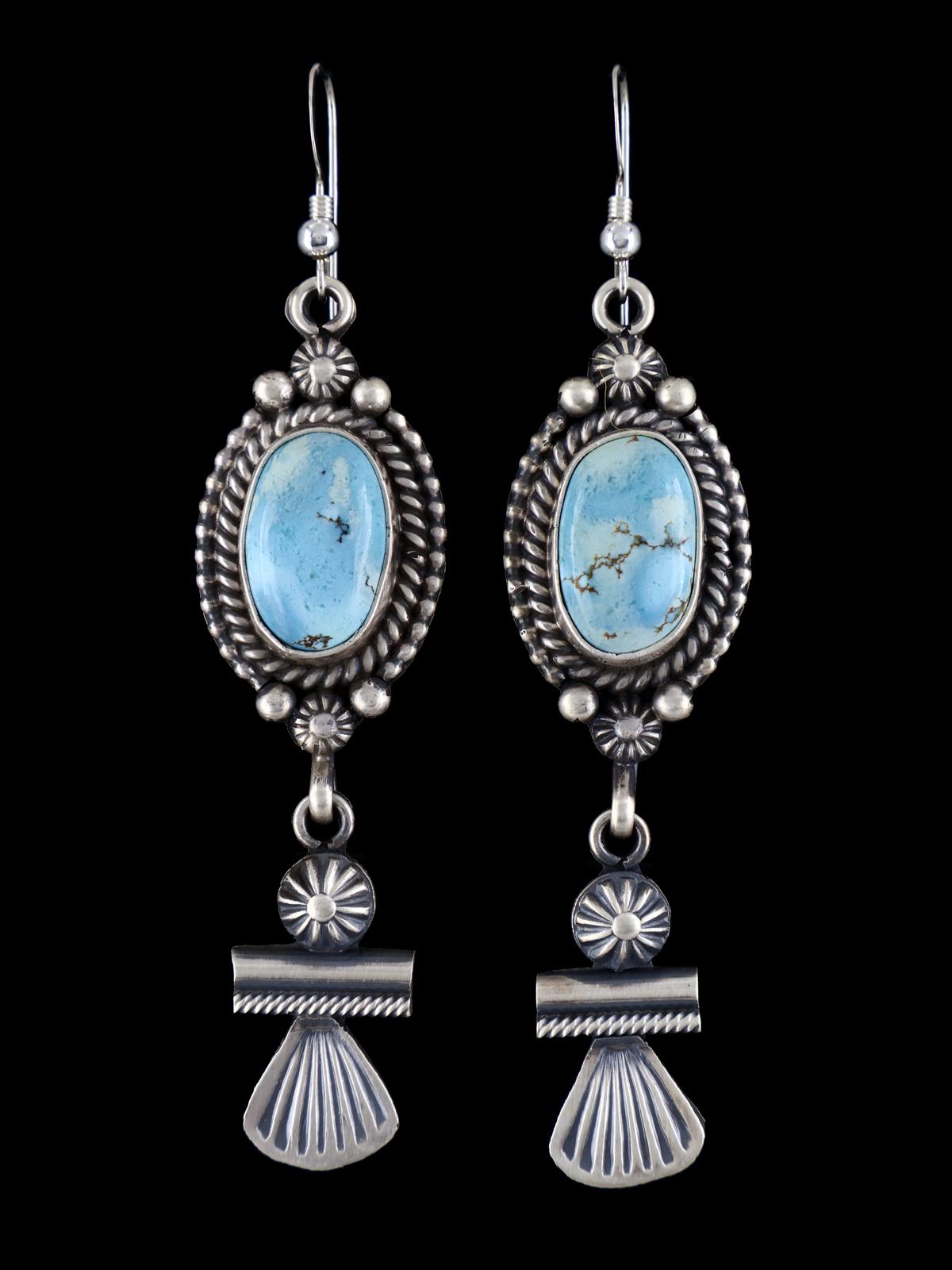 Pendientes colgantes de plata de ley turquesa Navajo Golden Hill