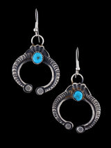 Navajo Turquoise Sterling Silver Naja Dangle Earrings