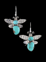 Navajo Turquoise Sterling Silver Dangle Bug Earrings