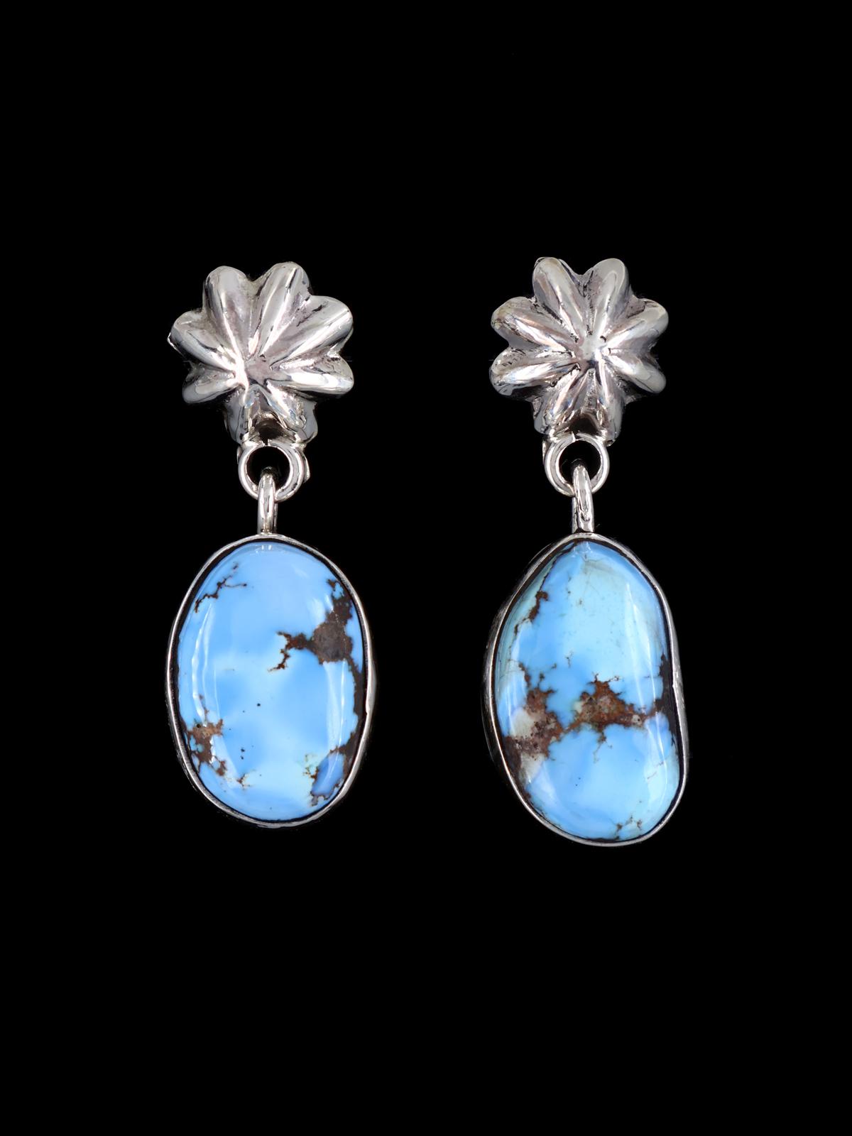 Pendientes colgantes de plata de ley Navajo Golden Hill con forma de turquesa