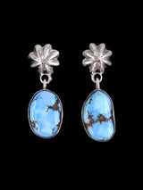 Pendientes colgantes de plata de ley Navajo Golden Hill con forma de turquesa