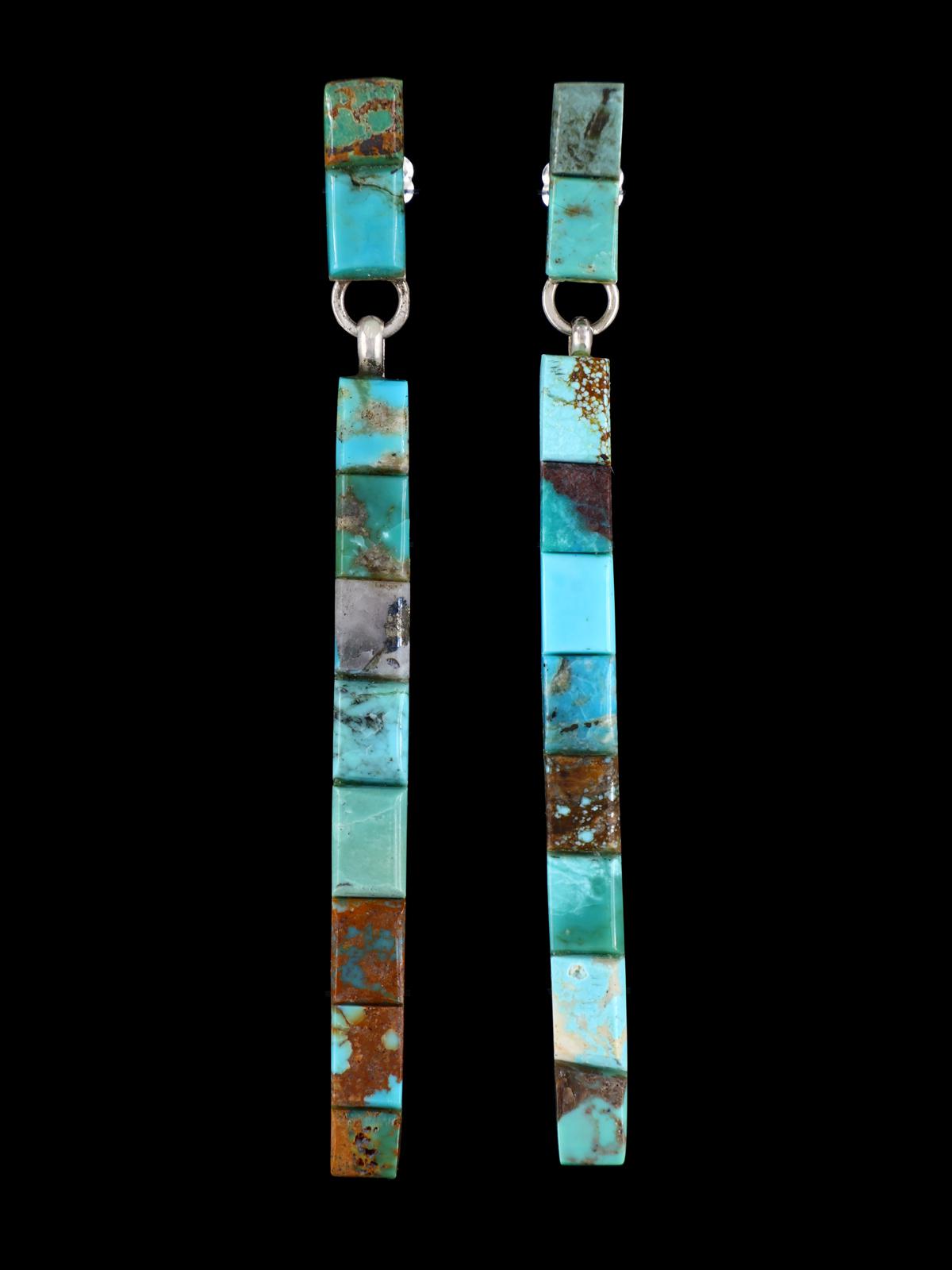 Navajo Turquoise Cobblestone Inlay Post Earrings