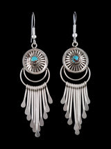 Boucles d'oreilles pendantes en forme de cascade de corail en argent sterling Navajo