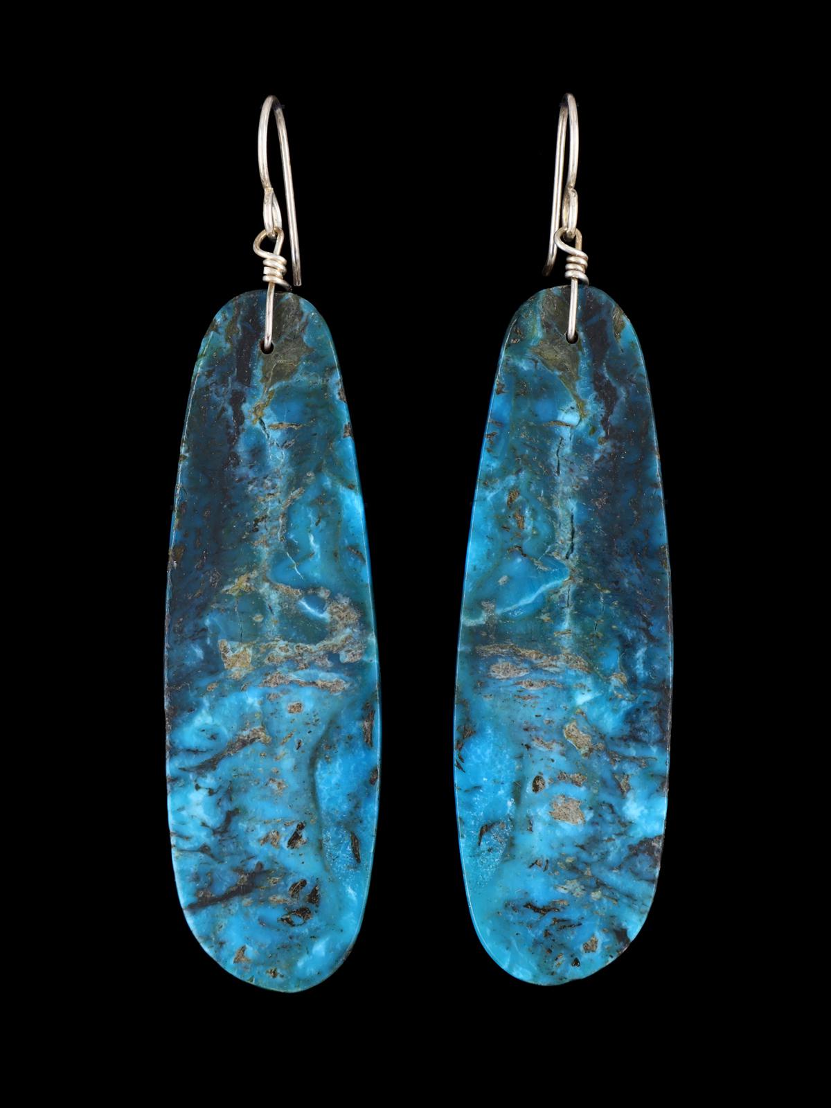 Pendientes colgantes de plata de ley con losa turquesa de Santo Domingo