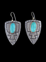 Navajo Turquoise Sterling Silver Overlay Dangle Earrings