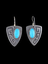 Navajo Turquoise Sterling Silver Overlay Dangle Earrings