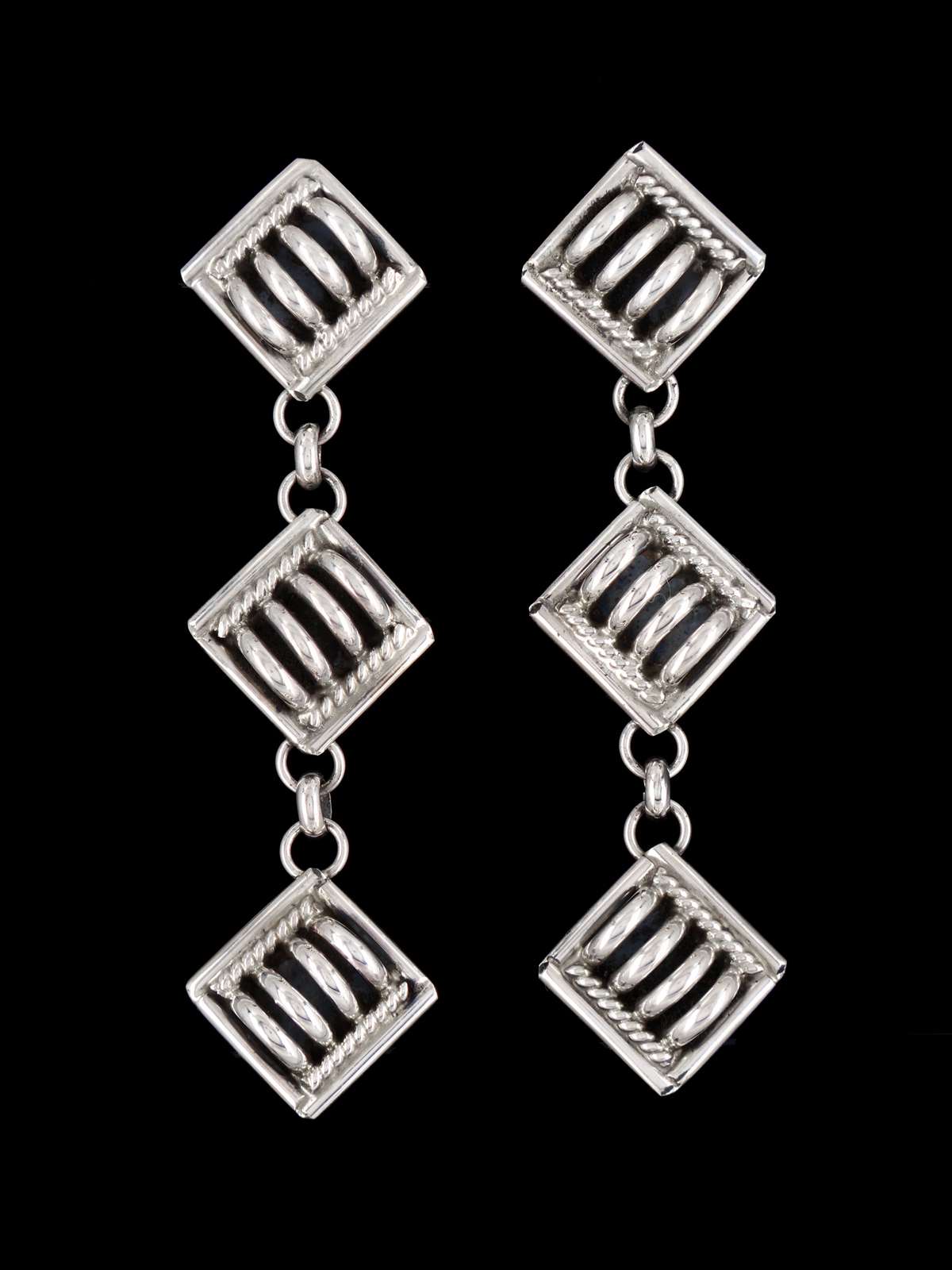 Pendientes colgantes de plata de ley navajo