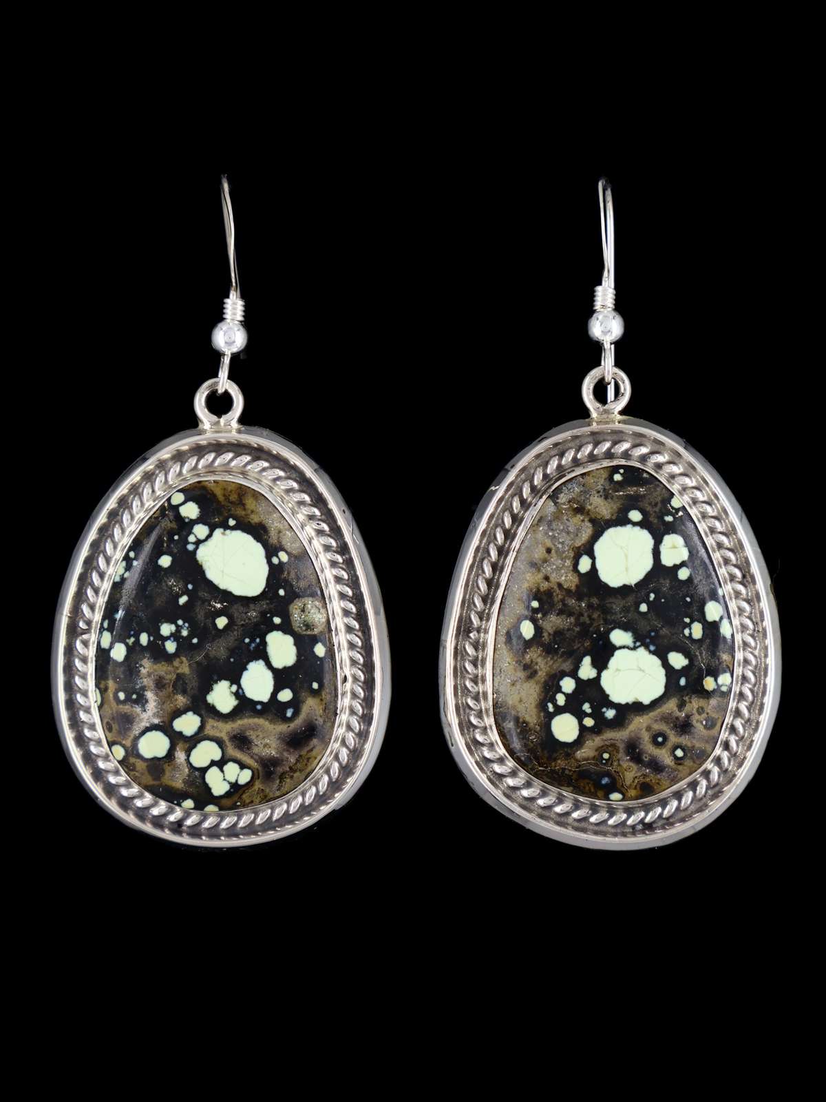 Pendientes colgantes de plata de ley Navajo Golden Hill turquesa