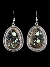 Pendientes colgantes de plata de ley Navajo Golden Hill turquesa