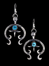 Navajo Turquoise Sterling Silver Naja Dangle Earrings