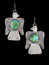 Navajo Sonoran Gold Turquoise Sterling Silver Thunderbird Earrings