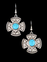 Boucles d'oreilles pendantes en argent sterling turquoise Navajo