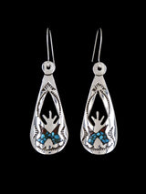 Navajo Turquoise and Coral Chip Inlay Earrings