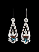 Navajo Turquoise and Coral Chip Inlay Earrings