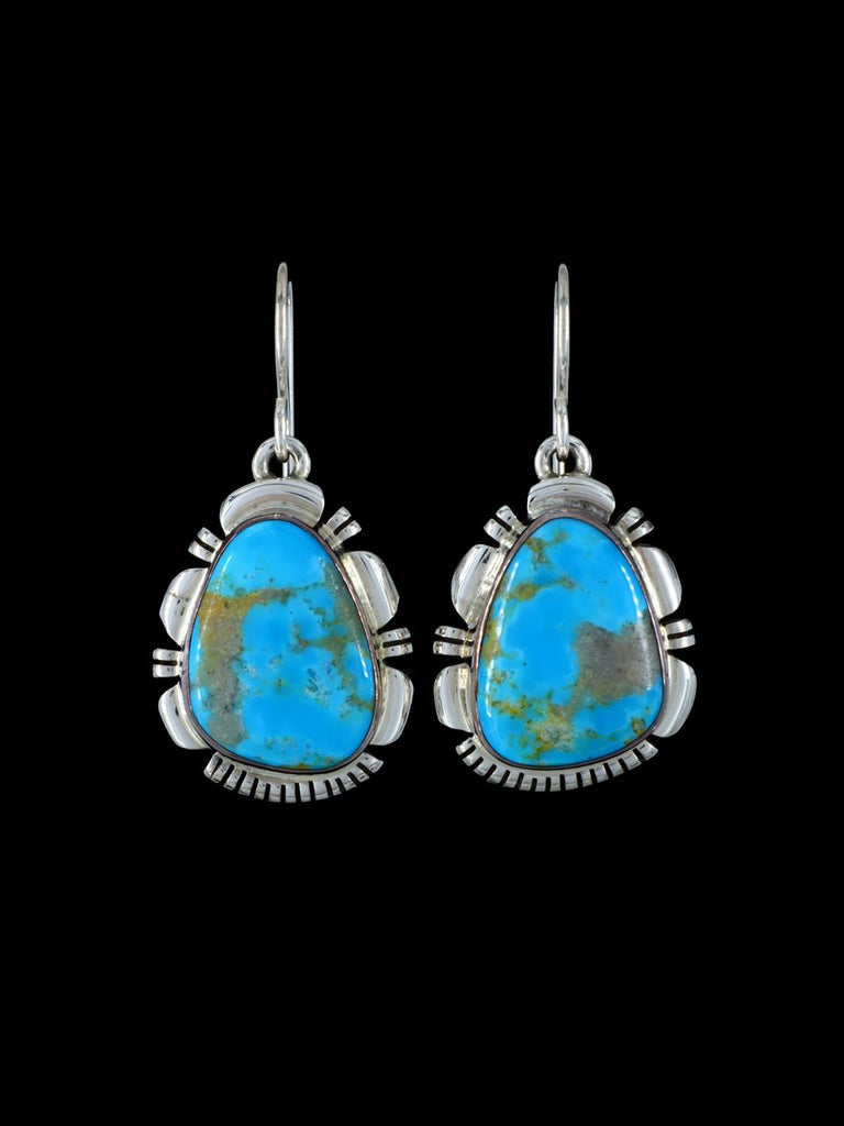 Native American Turquoise Sterling Silver Dangle Earrings - PuebloDirect.com