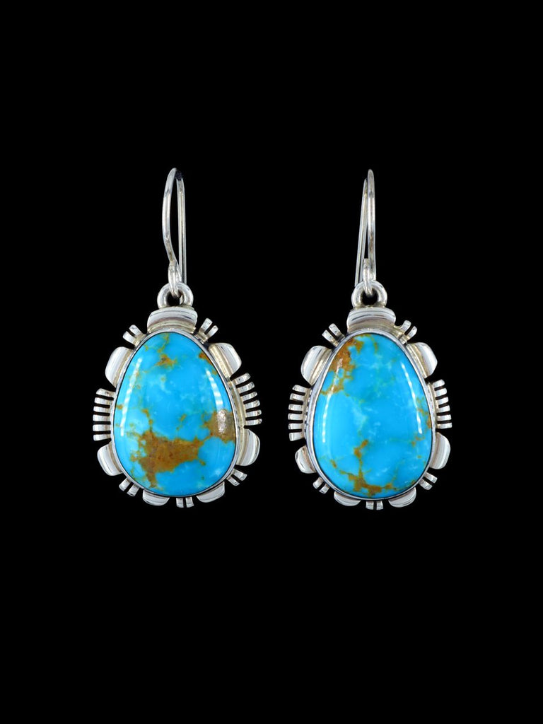 Native American Turquoise Sterling Silver Dangle Earrings - PuebloDirect.com