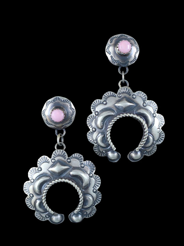 Native American Jewelry Pink Conch Naja Post Earrings - PuebloDirect.com