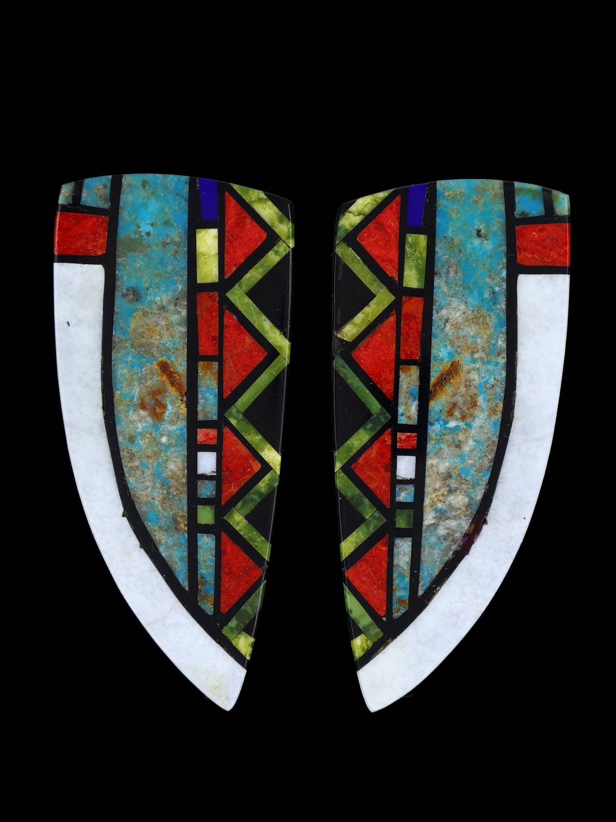 Santo Domingo Mosaic Inlay Post Multi-Color Earrings - PuebloDirect.com