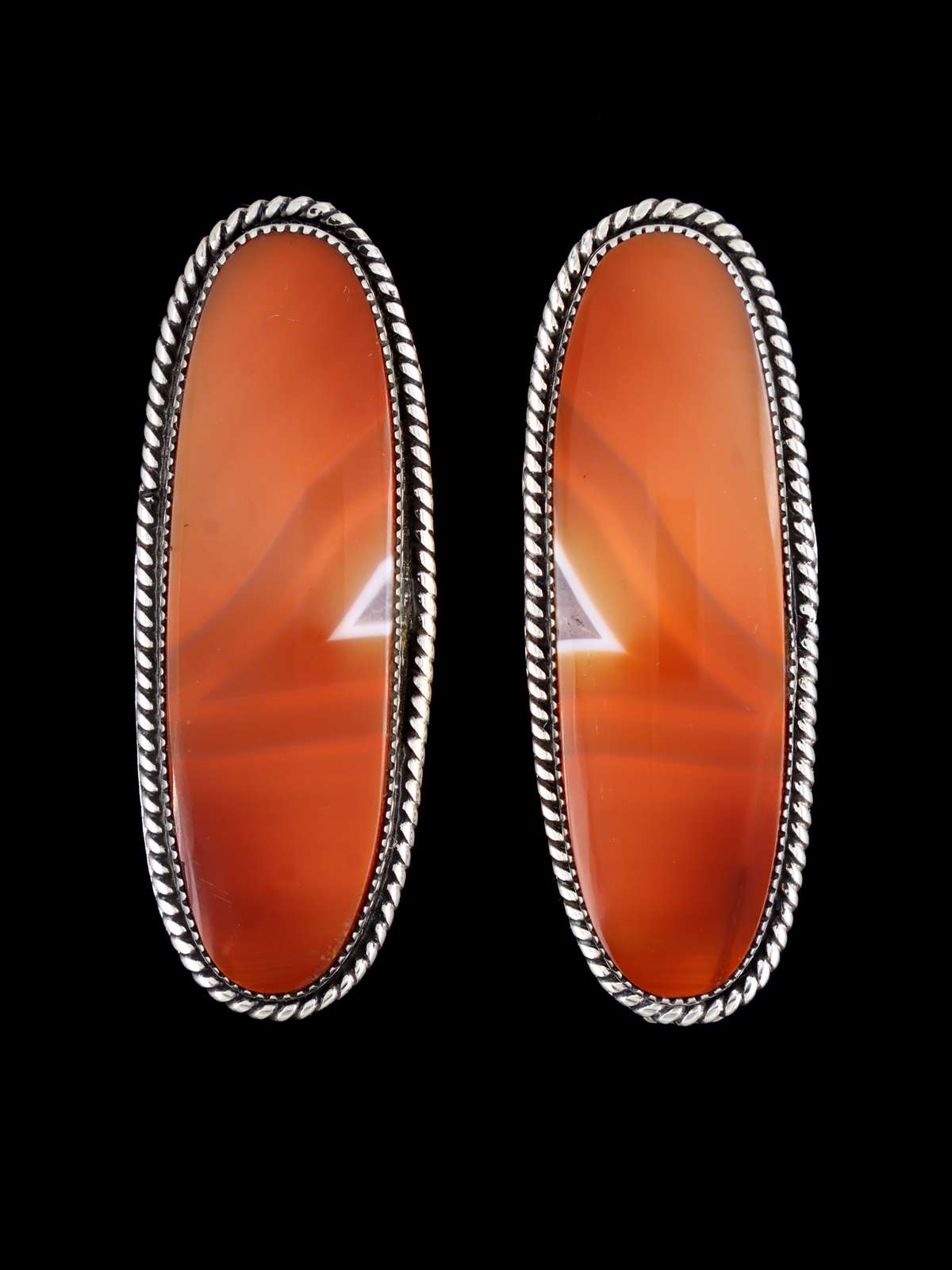 Navajo Agate Sterling Silver Post Earrings - PuebloDirect.com
