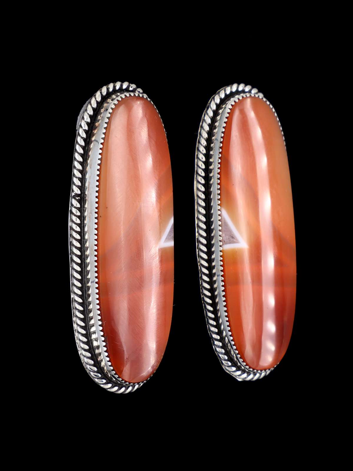 Navajo Agate Sterling Silver Post Earrings - PuebloDirect.com