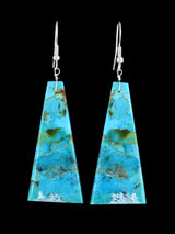 Navajo Turquoise Slab Dangle Earrings - PuebloDirect.com