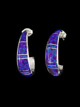 Opalite Zuni Inlay Half Hoop Post Earrings - PuebloDirect.com
