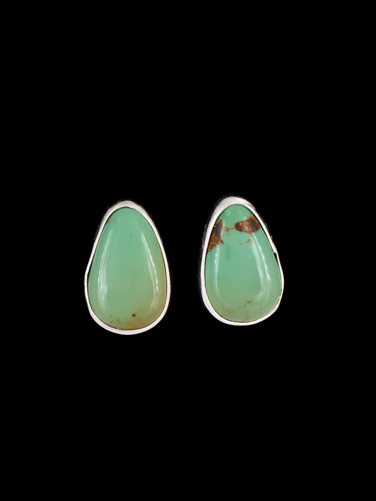 Navajo Turquoise Sterling Silver Post Earrings - PuebloDirect.com