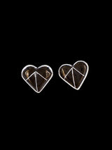 Native American Zuni Inlay Black Onyx Heart Post Earrings