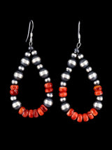 Pendientes de cuentas de plata de ley con ostras espinosas y turquesas