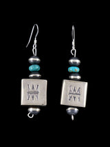 Pendientes de cuentas de plata de ley con ostras espinosas y turquesas