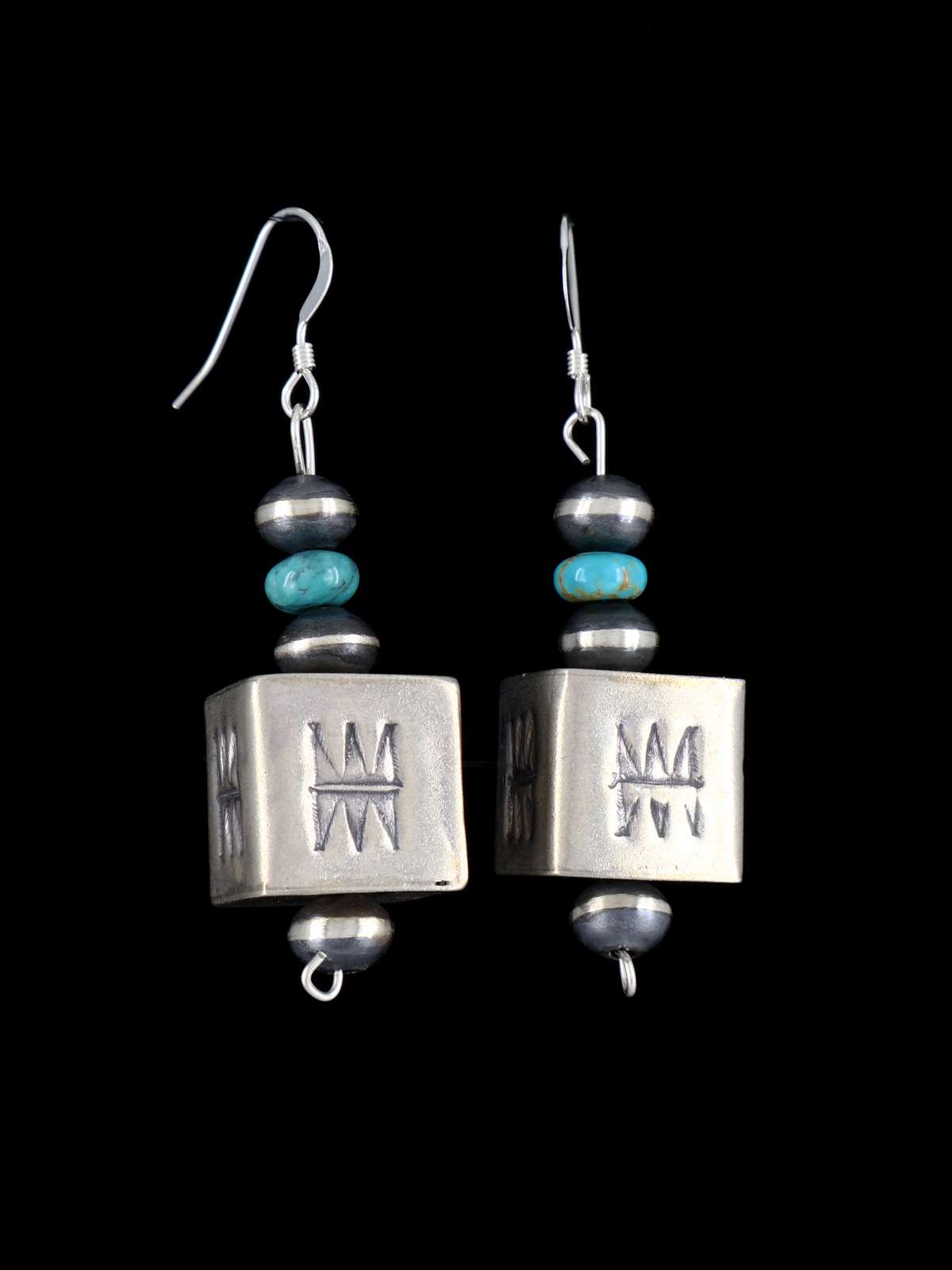 Pendientes de cuentas de plata de ley con ostras espinosas y turquesas