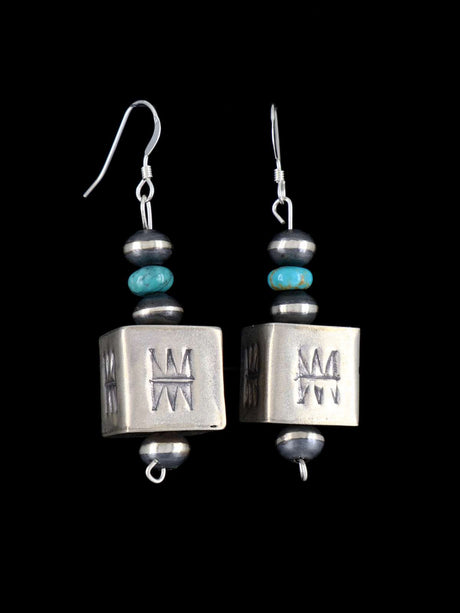 Pendientes de cuentas de plata de ley con ostras espinosas y turquesas