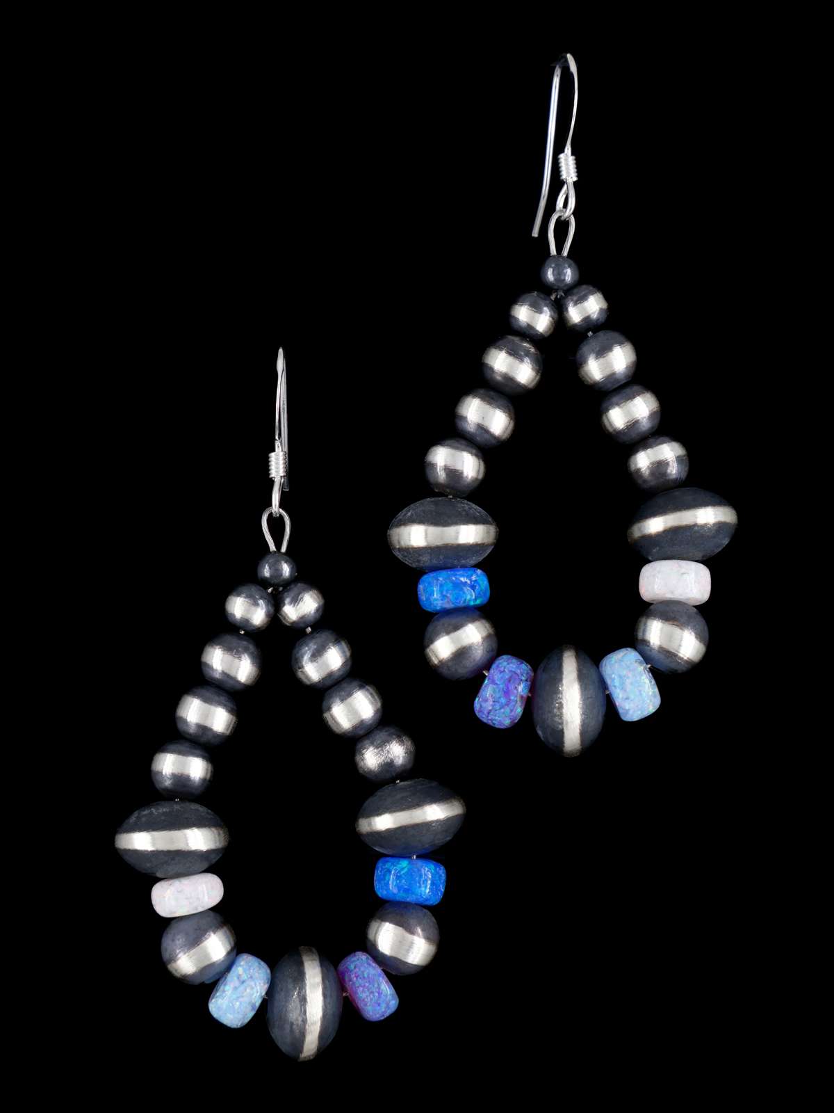 Pendientes de cuentas de plata de ley con ostras espinosas y turquesas