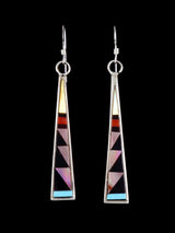 Pendientes de plata de ley con incrustaciones de cara de sol Zuni