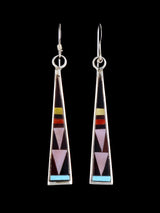 Pendientes de plata de ley con incrustaciones de cara de sol Zuni