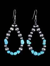 Pendientes de cuentas de plata de ley con ostras espinosas y turquesas