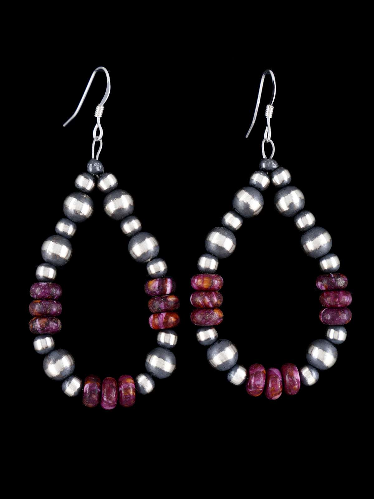 Boucles d’oreilles en perles d’argent sterling avec huîtres épineuses et turquoise