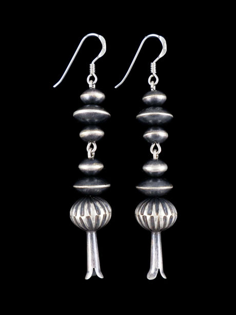 Navajo Sterling Silver Beaded Dangle Earrings - PuebloDirect.com
