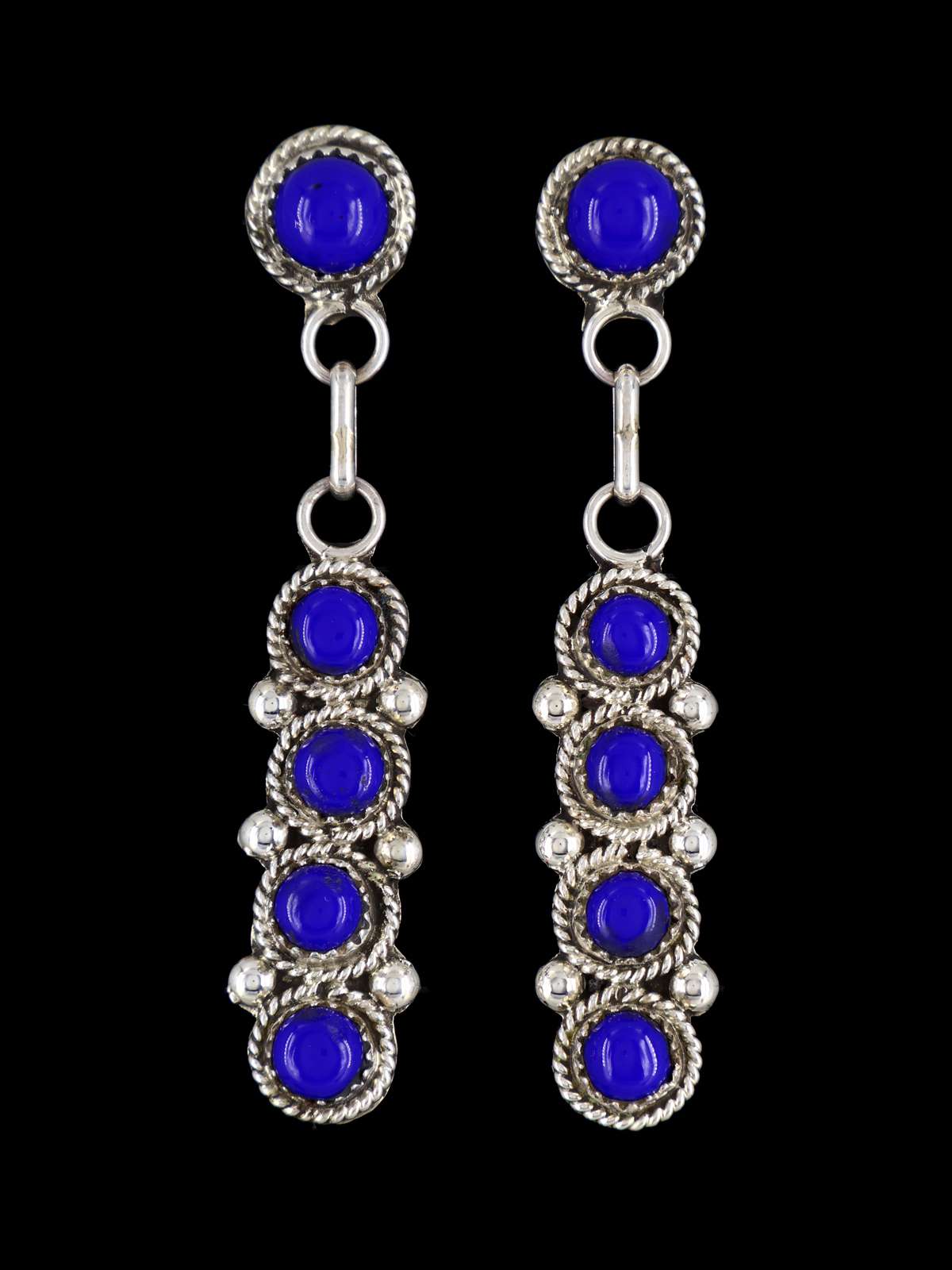 Pendientes con forma de poste de cara de sol con incrustaciones Zuni de nácar