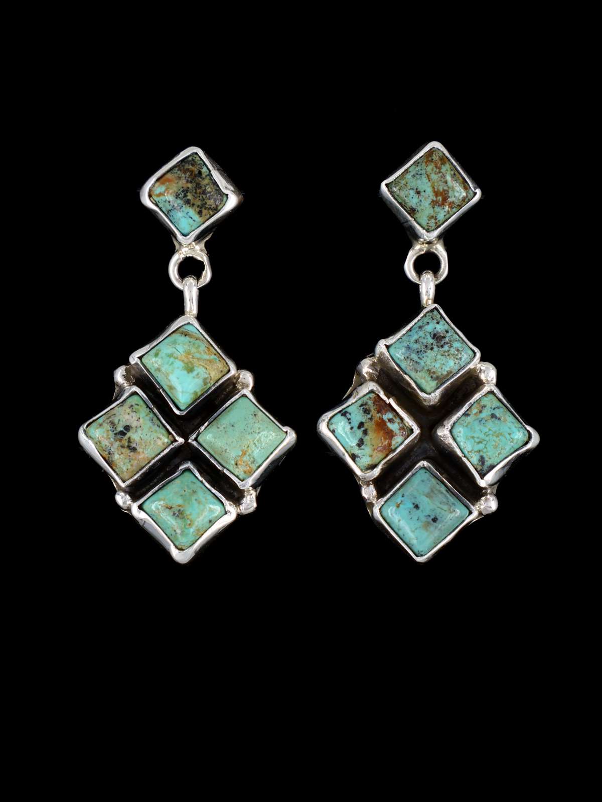 Pendientes de poste de plata de ley turquesa de oro navajo de Sonora