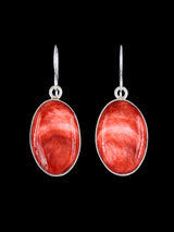 Navajo Sterling Silver Spiny Oyster Dangle Earrings - PuebloDirect.com