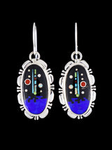 Boucles d’oreilles Navajo Onyx et Turquoise Inlay Dangle